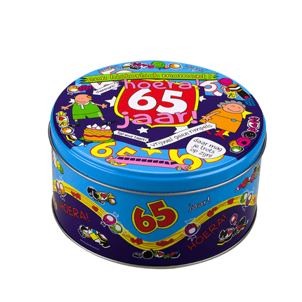 Snoeptrommel 65 Jaar 14cm van Paper Dreams koop je bij Partywinkel