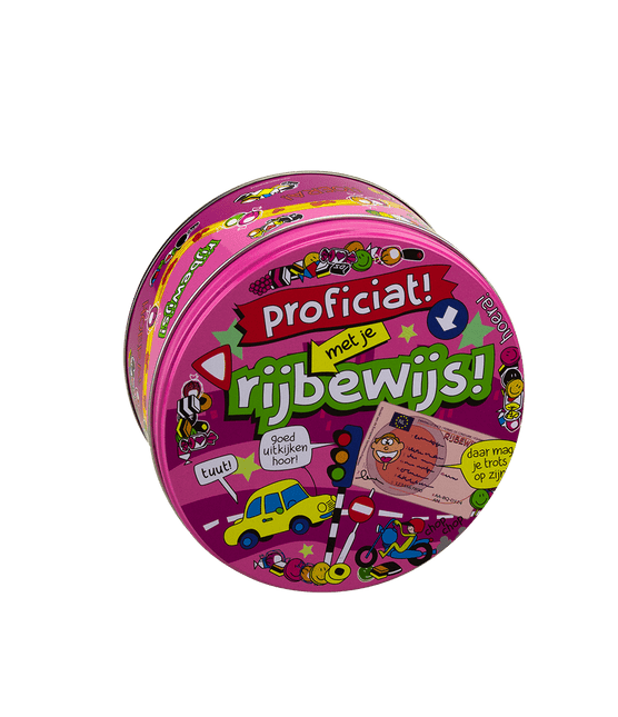 Snoeptrommel Geslaagd Rijbewijs 14cm van Paper Dreams koop je bij Partywinkel
