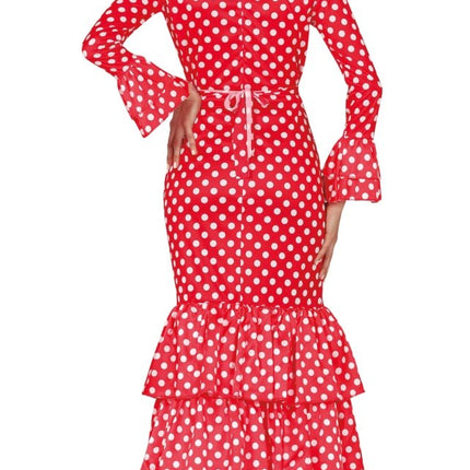 Spaanse Jurk Flamenco Witte Stippen van Fiestas Guirca koop je bij Partywinkel