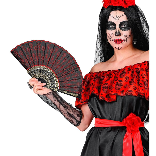Spaanse Waaier Rood Zwart van Widmann koop je bij Partywinkel