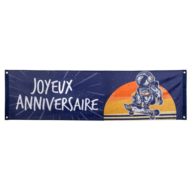 Space Party Banner Yoyeux Anniversaire 1,8m van Boland koop je bij Partywinkel