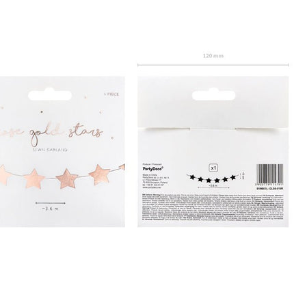 Sterren Slinger Rose Goud 3,6m van Partydeco koop je bij Partywinkel