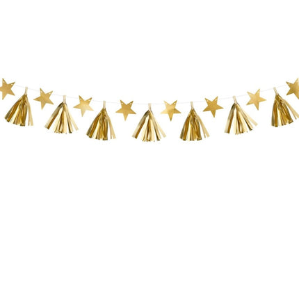 Sterren Tassel Slinger Goud 1,3m van Partydeco koop je bij Partywinkel
