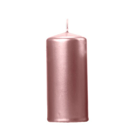 Stompkaars Rose Goud Metallic 12cm 6st van Partydeco koop je bij Partywinkel