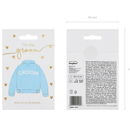 Strijk Embleem Groom 30cm van Partydeco koop je bij Partywinkel