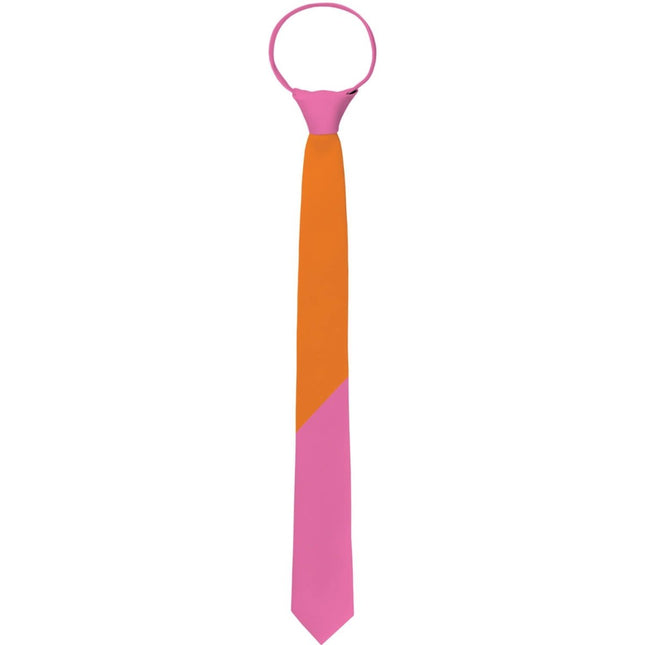 Stropdas Colorblock Oranje/Roze van Folat koop je bij Partywinkel