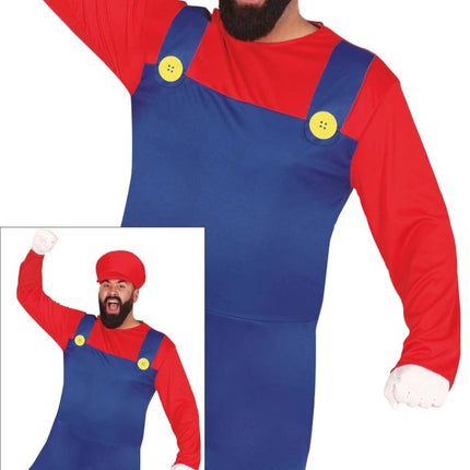 Super Mario Kostuum Rood Blauw Heren van Fiestas Guirca koop je bij Partywinkel