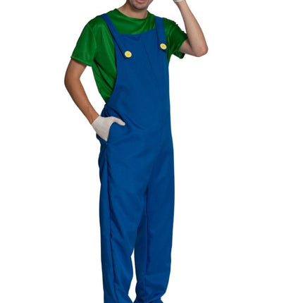 Super Mario Pak Groen Blauw Heren Luigi van PartyXclusive koop je bij Partywinkel