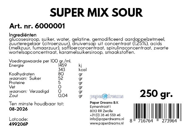 Super Sour Mix Snoep 250gr van Paper Dreams koop je bij Partywinkel