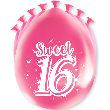 Sweet 16 Ballonnen 16 Jaar Roze 30cm 8st van Paper Dreams koop je bij Partywinkel