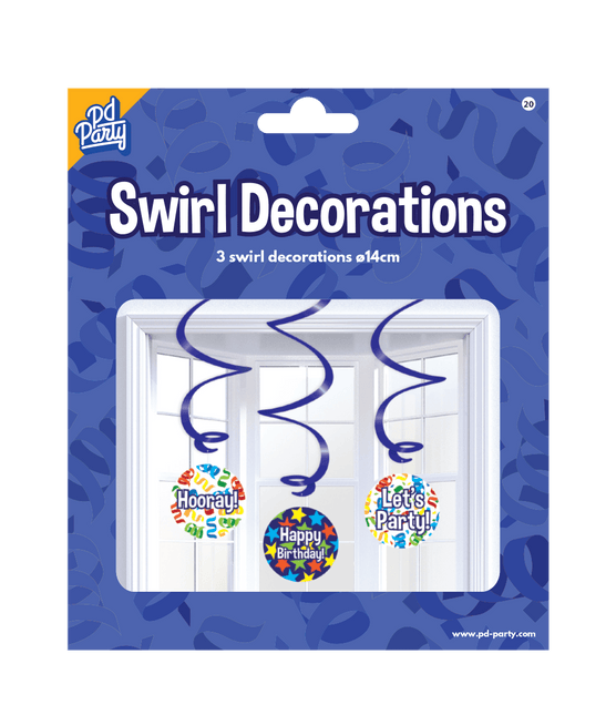 Swirl decorations Happy birthday cartoon 3st 14cm van Paper Dreams koop je bij Partywinkel