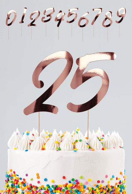 Taart Cijfers Rose Goud 19cm 20st van Folat koop je bij Partywinkel