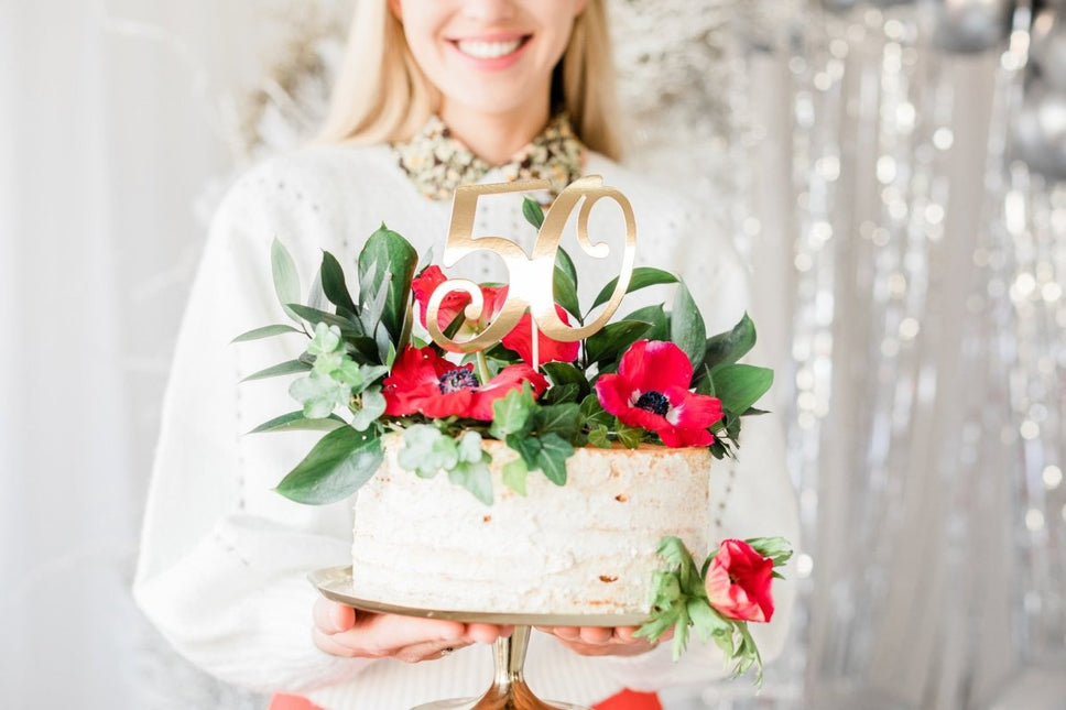 Taarttopper 50 Jaar Goud 20,5cm van Partydeco koop je bij Partywinkel