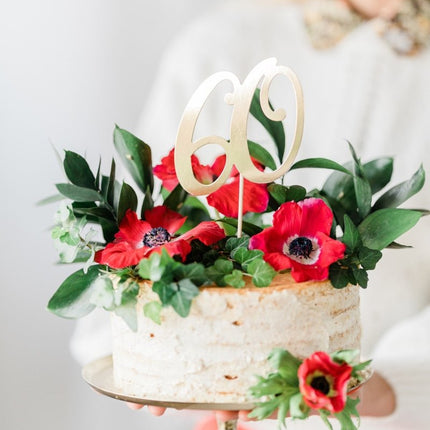 Taarttopper 60 Jaar Goud 21cm van Partydeco koop je bij Partywinkel