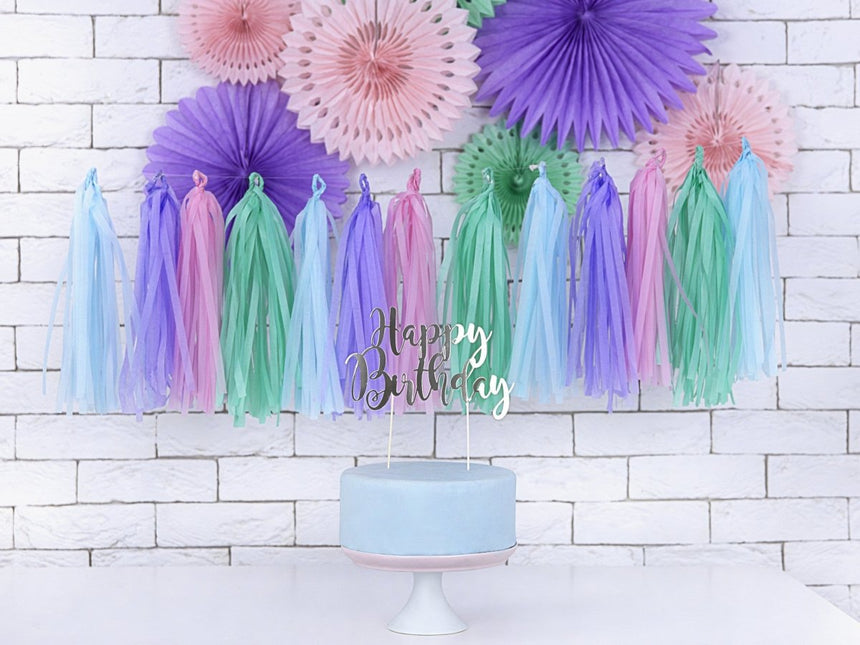 Taarttopper Happy Birthday Zilver 22,5cm van Partydeco koop je bij Partywinkel