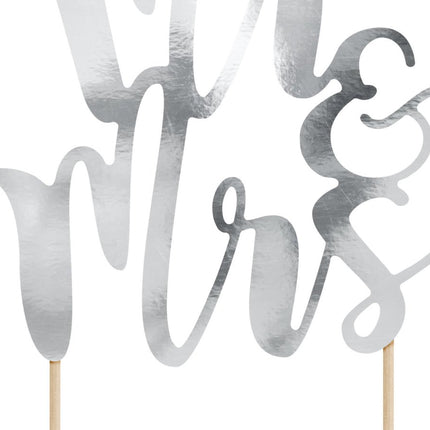 Taarttopper Happy Birthday Zilver 25,5cm van Partydeco koop je bij Partywinkel