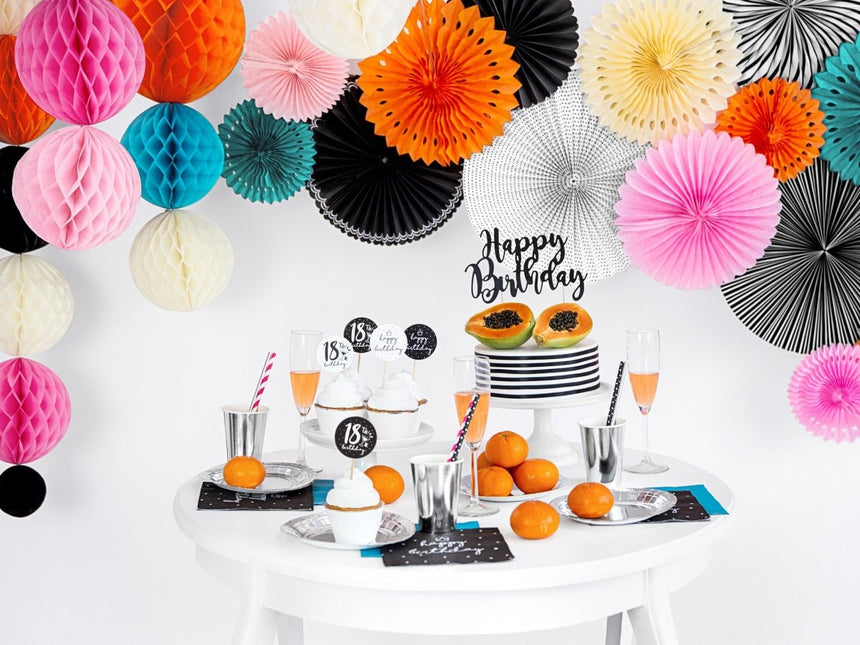 Taarttopper Happy Birthday Zwart 22,5cm van Partydeco koop je bij Partywinkel