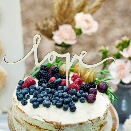 Taarttopper Love Hout 16cm van Partydeco koop je bij Partywinkel