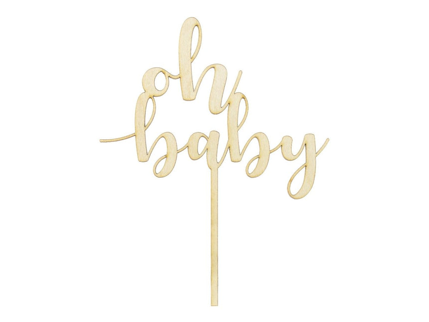 Taarttopper Oh Baby Hout 17cm van Partydeco koop je bij Partywinkel