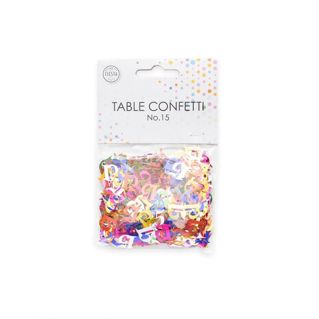 Tafelconfetti 15 Jaar Gekleurd van WeFiesta koop je bij Partywinkel