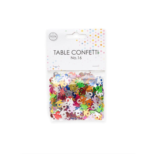 Tafelconfetti 16 Jaar Gekleurd van WeFiesta koop je bij Partywinkel