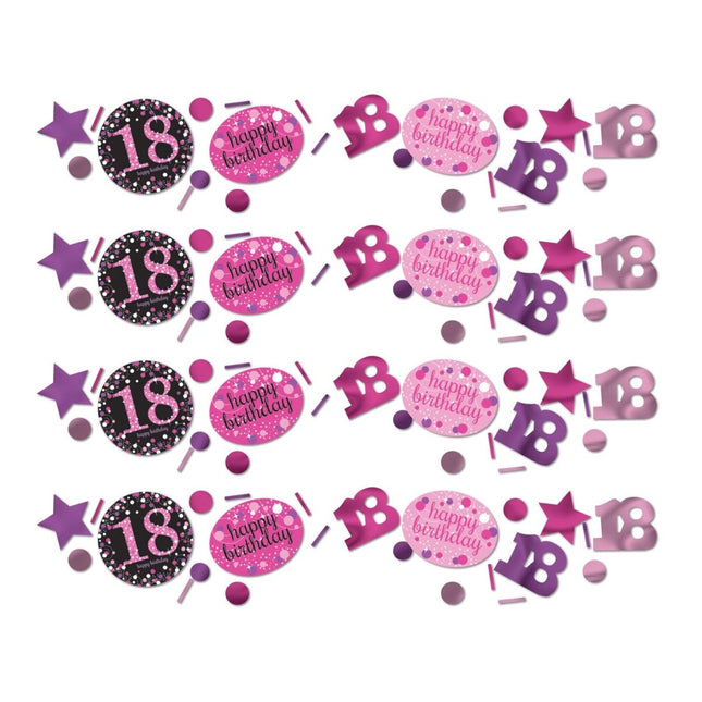 Tafelconfetti 18 Jaar Happy Birthday Roze 34gr van Riethmueller koop je bij Partywinkel