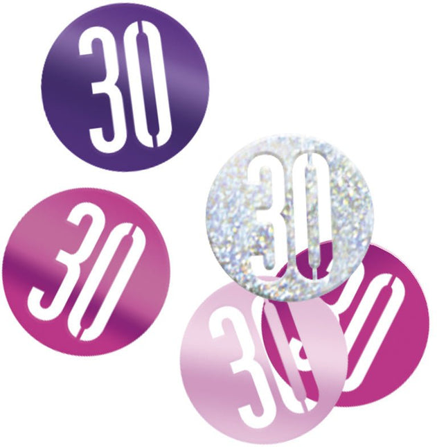 Tafelconfetti 30 Jaar Roze 14gr van Unique koop je bij Partywinkel