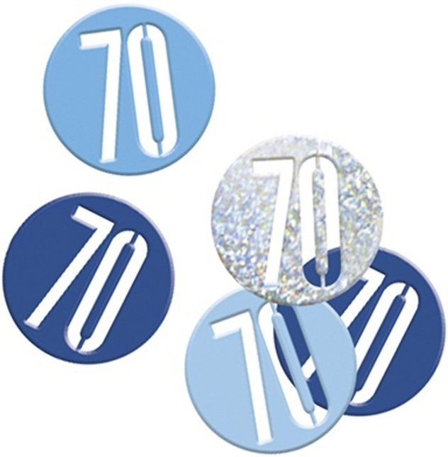 Tafelconfetti 70 Jaar Blauw 14gr van Unique koop je bij Partywinkel