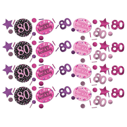 Tafelconfetti 80 Jaar Happy Birthday Roze 34gr van Riethmueller koop je bij Partywinkel
