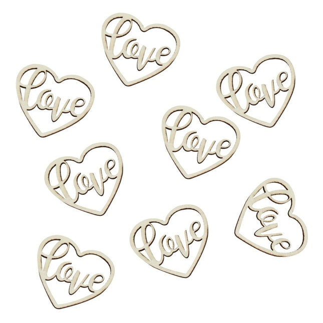 Tafelconfetti Love Hart Hout 3,5cm 24st van Ginger Ray koop je bij Partywinkel