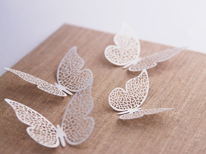 Tafeldecoratie Vlinder Papier Wit 8cm 10st van Partydeco koop je bij Partywinkel