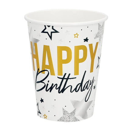 Tafelset 'Happy birthday' (6 bordjes, 6 bekertjes, 12 servetten) van Boland koop je bij Partywinkel