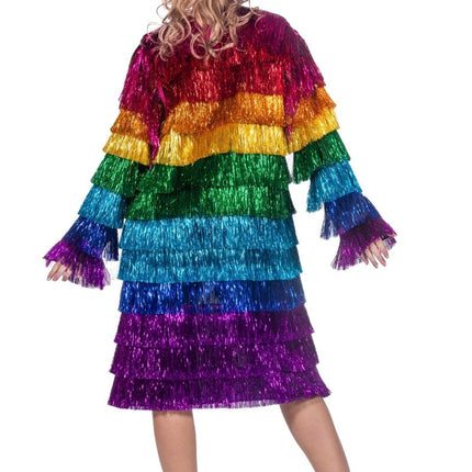 Regenboog Jas Dames Tinsel Lang van Wilbers & Wilbers koop je bij Partywinkel