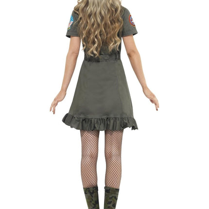 Top Gun Deluxe Dames Kostuum, groen van Smiffys koop je bij Partywinkel