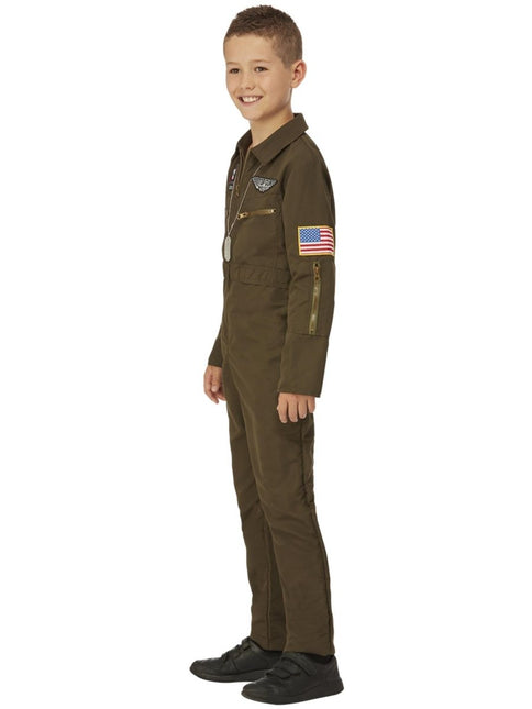 Top Gun Maverick Kinder Aviator Kostuum, groen van Smiffys koop je bij Partywinkel