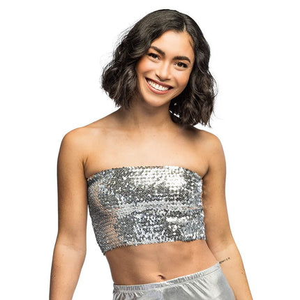 Top Sparkle zilver (M/L stretch) van Boland koop je bij Partywinkel