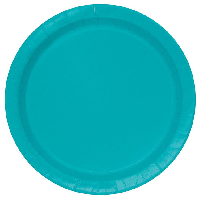 Turquoise Borden 18cm 20st van Unique koop je bij Partywinkel