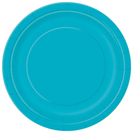 Turquoise Borden Rond 17,5cm 8st van Unique koop je bij Partywinkel
