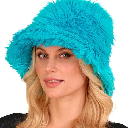 Turquoise Bucket Hat Pluche van Widmann koop je bij Partywinkel