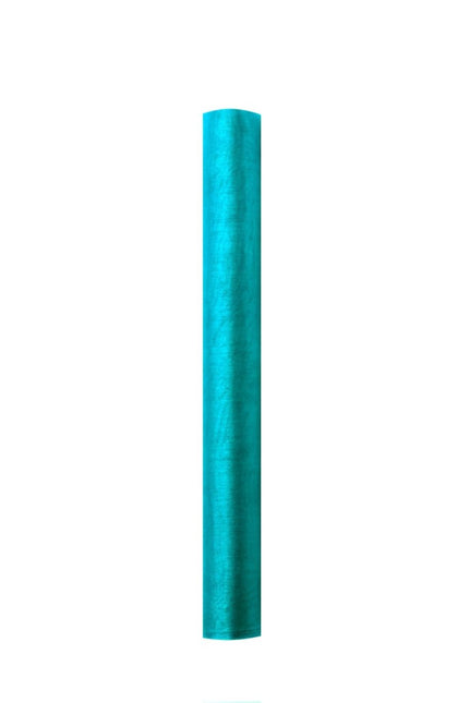 Turquoise Organza Stof 36cm 9m van Partydeco koop je bij Partywinkel