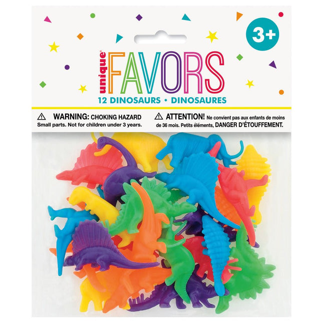 Uitdeelcadeautjes Dinosaurussen 7cm 12st van Unique koop je bij Partywinkel