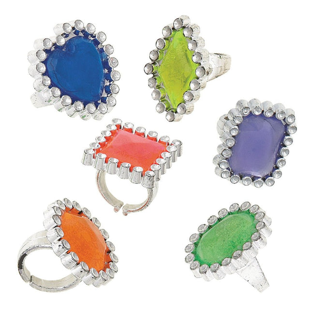Uitdeelcadeautjes Speelgoed Ringen Edelsteen 3cm 24st van Unique koop je bij Partywinkel