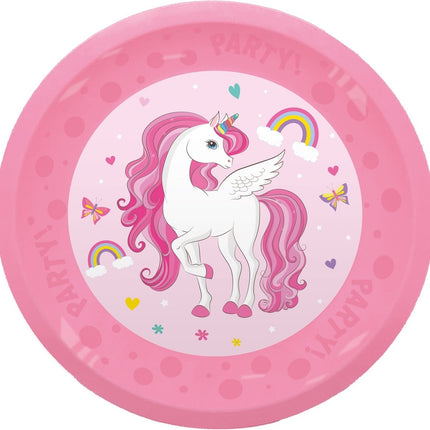 Unicorn Borden Herbruikbaar 21cm 4st van Procos koop je bij Partywinkel
