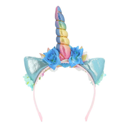 Unicorn Haarband Gekleurd Met Bloemen van Boland koop je bij Partywinkel