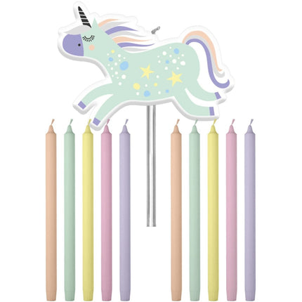 Unicorn Kaarsen Rainbows 10cm 11st van Folat koop je bij Partywinkel