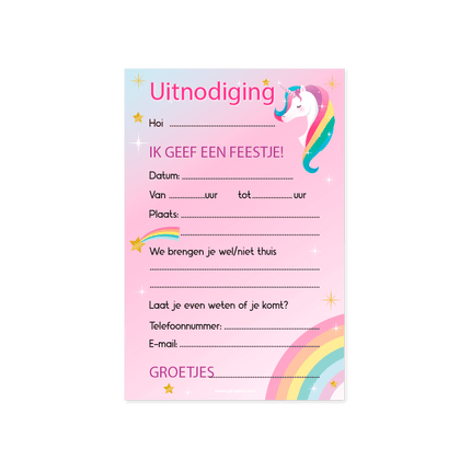 Unicorn Uitnodigingen Gekleurd 6st van Paper Dreams koop je bij Partywinkel