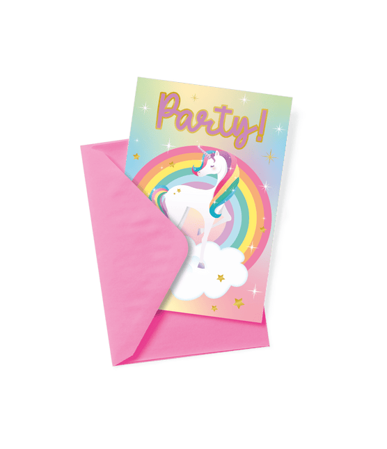 Unicorn Uitnodigingen Gekleurd 6st van Paper Dreams koop je bij Partywinkel