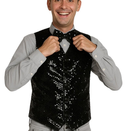 Zwart Gilet Met Strikje 2 delig