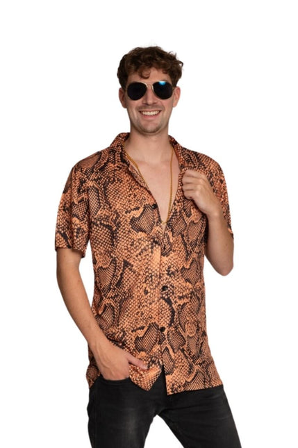 Shirt Slangenprint Goud Heren