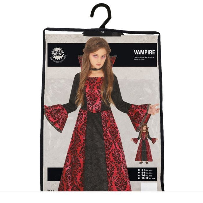 Vampier Halloween Kostuum Meisje Zwart Rood van Fiestas Guirca koop je bij Partywinkel